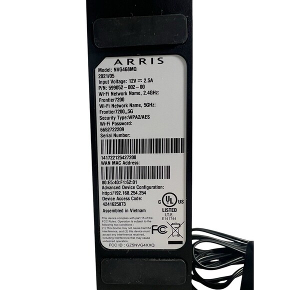 ARRIS Frontier 7200 NVG468MQ Ethernet Wi-Fi Router With AC Power Supply - Picture 2 of 9